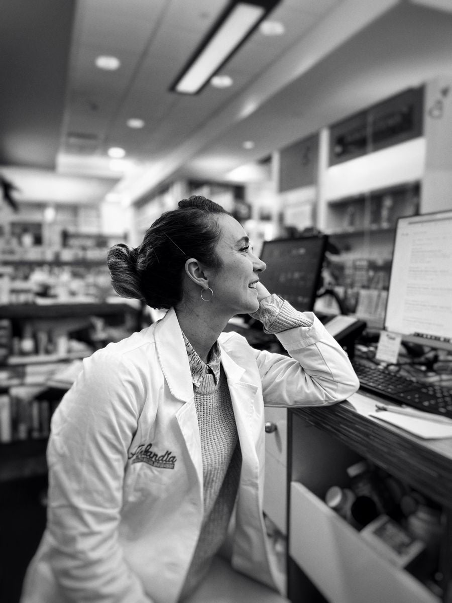 Pharmacist at the dispensing computer
