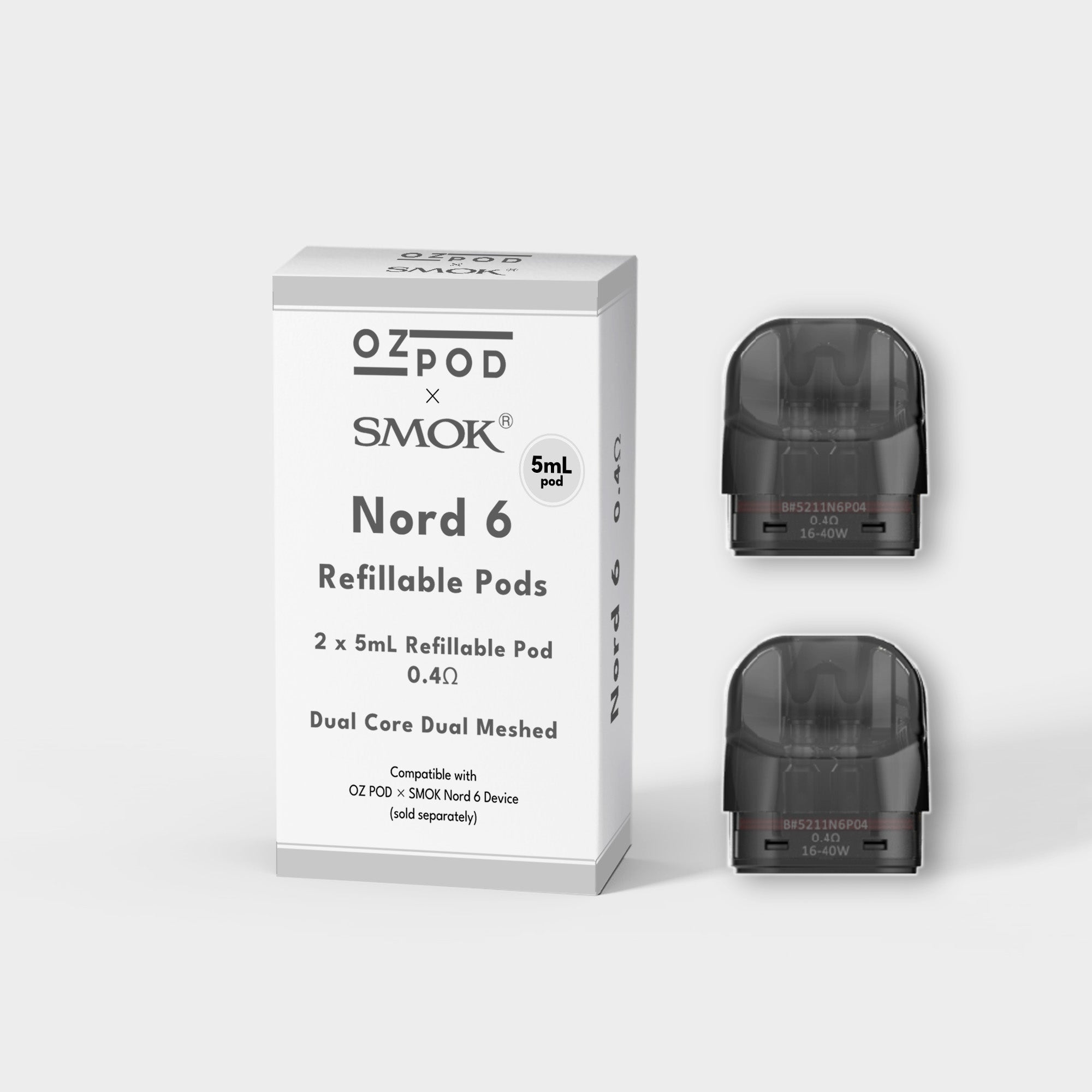 OZ POD x SMOK Nord 6 Refillable Pods 0.4Ω (2 Pack)