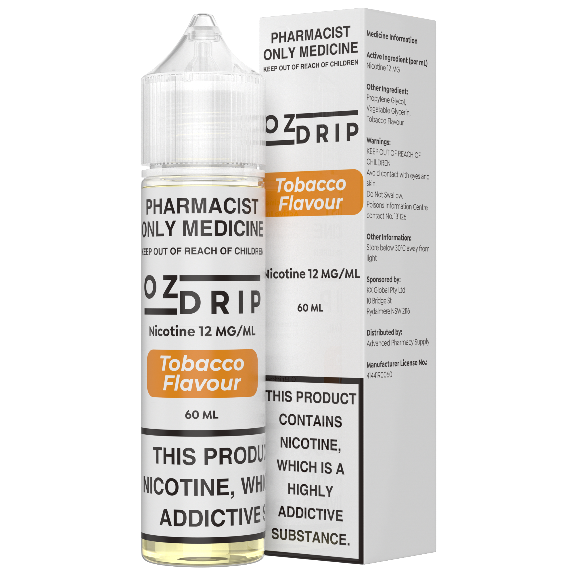 OZ Drip Tobacco Nicotine Freebase 60mL - 12mg