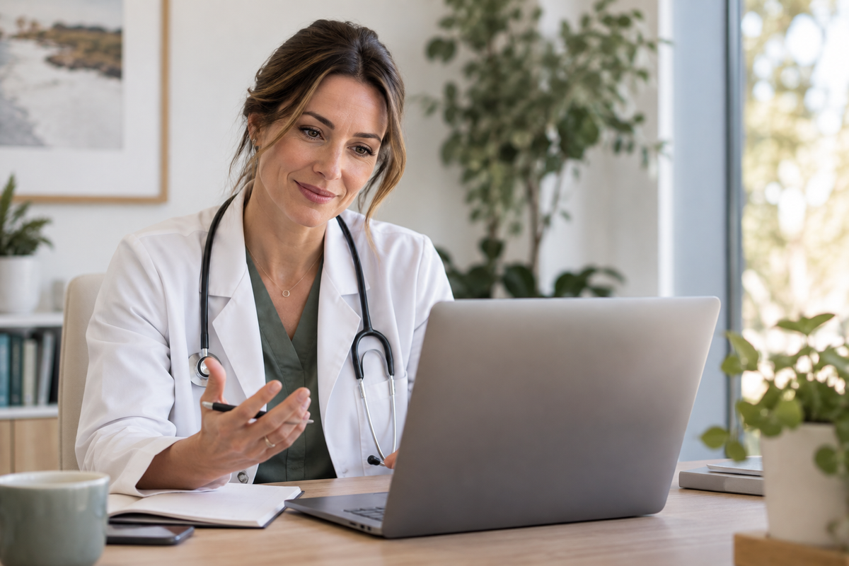 Doctor on a telehealth call